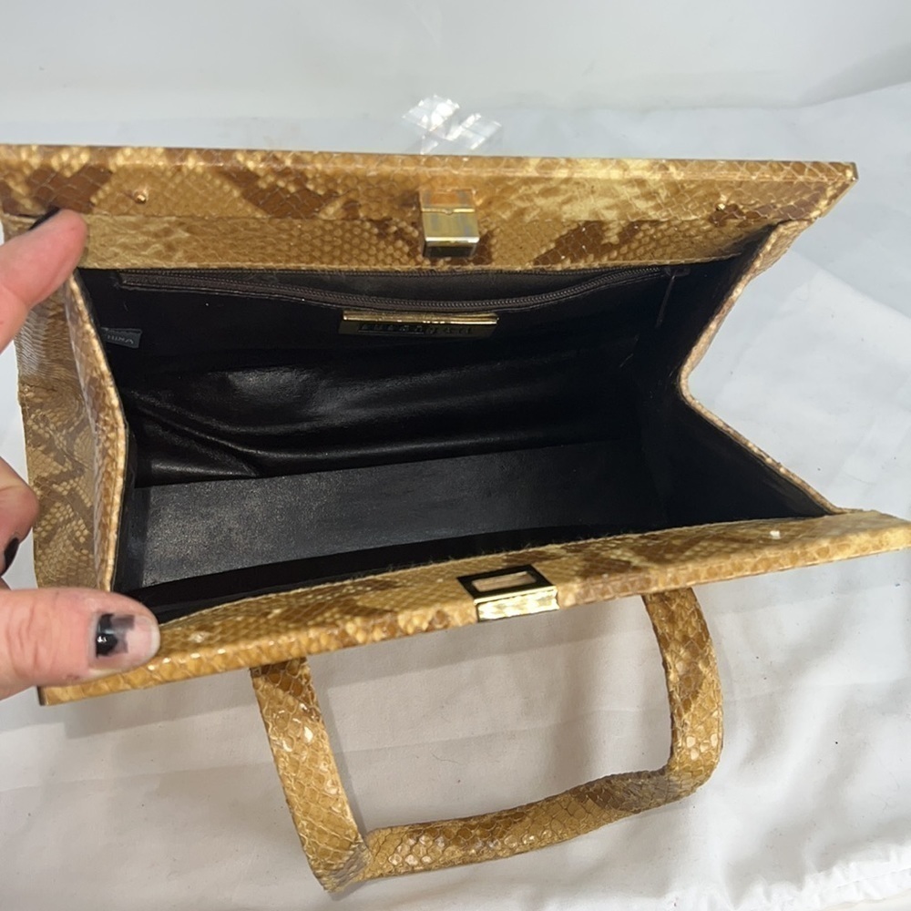 Susan Gail Structured Python Shoulder Hand Bag - image 7